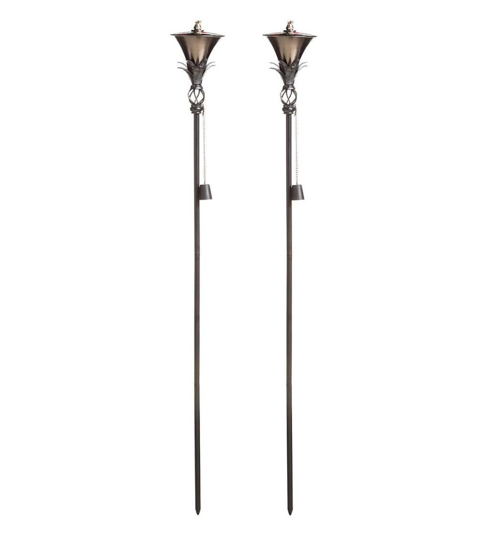 Plow & Hearth Deck & Patio Accents Outdoor Living Steel Garden Torches, Set Of 2 - Copper