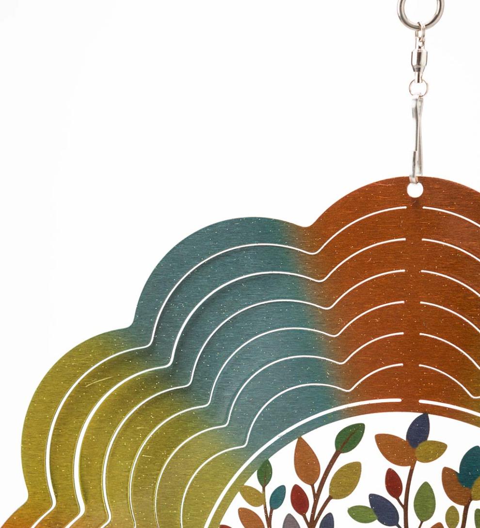 Plow & Hearth Deck & Patio Accents Outdoor Living Tree Of Life Optical Illusion Hanging Metal Spinner