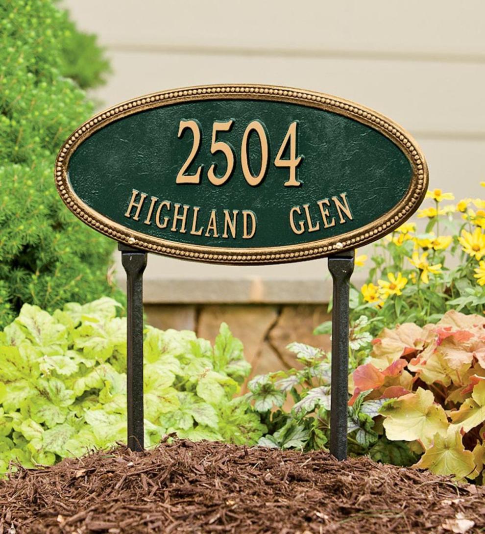 Plow & Hearth Deck & Patio Accents Outdoor Living Usa-Made Cast Aluminum Personalized Address Plaques