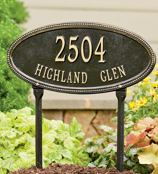 Plow & Hearth Deck & Patio Accents Outdoor Living Usa-Made Cast Aluminum Personalized Address Plaques