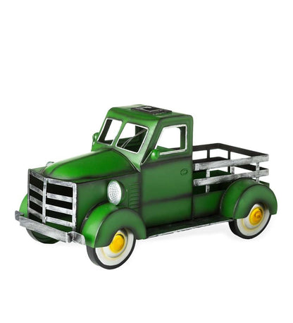 Plow & Hearth Deck & Patio Accents Outdoor Living Vintage Style Solar Pickup Truck Garden Accent - Blue