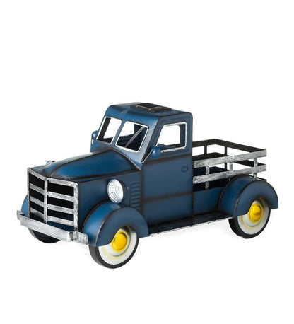Plow & Hearth Deck & Patio Accents Outdoor Living Vintage Style Solar Pickup Truck Garden Accent - Blue