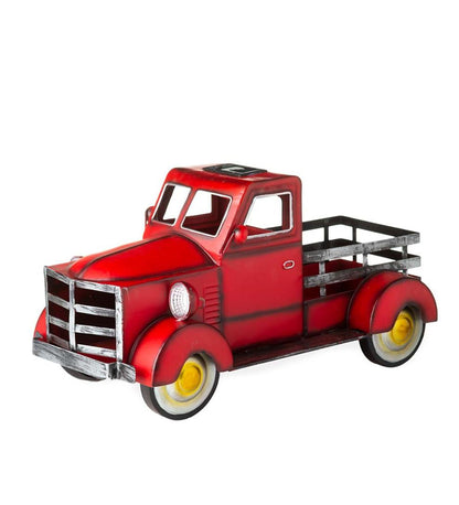 Plow & Hearth Deck & Patio Accents Outdoor Living Vintage Style Solar Pickup Truck Garden Accent - Blue