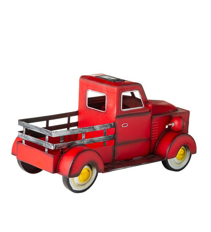 Plow & Hearth Deck & Patio Accents Outdoor Living Vintage Style Solar Pickup Truck Garden Accent - Blue