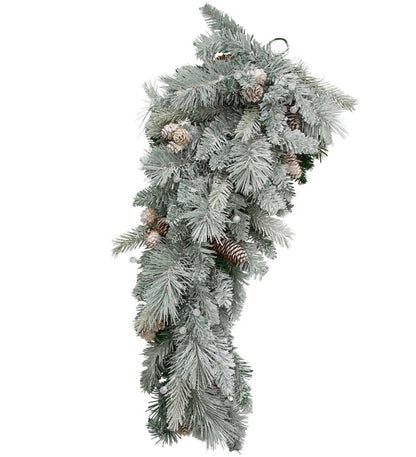 Plow & Hearth Deck & Patio Accents Outdoor Living Winter Frost Holiday Teardrop Swag With White And Multicolor Lights