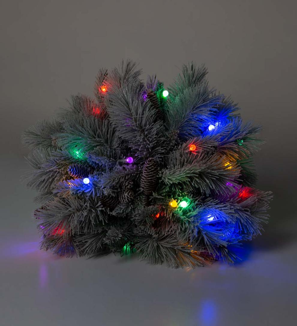 Plow & Hearth Deck & Patio Accents Outdoor Living Winter Frost Holiday Urn Filler With White And Multicolor Lights