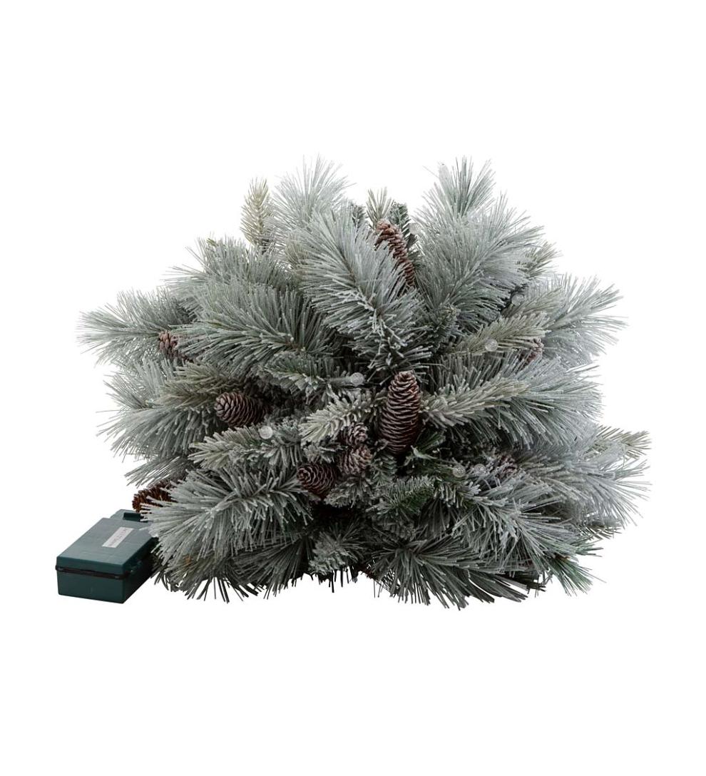 Plow & Hearth Deck & Patio Accents Outdoor Living Winter Frost Holiday Urn Filler With White And Multicolor Lights