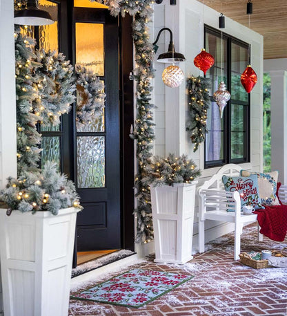 Plow & Hearth Deck & Patio Accents Outdoor Living Winter Frost Holiday Urn Filler With White And Multicolor Lights