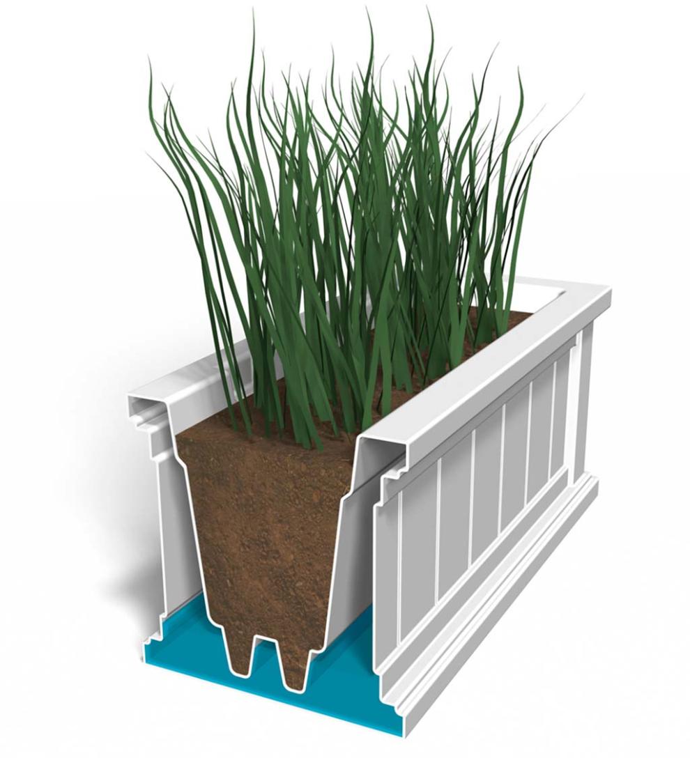 Plow & Hearth Deck Planters Outdoor Living Lexington Self-Watering Window Boxes With Hanging Brackets