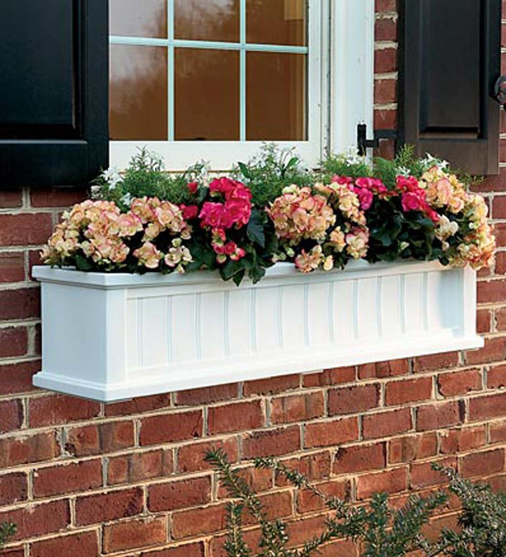 Plow & Hearth Deck Planters Outdoor Living Lexington Self-Watering Window Boxes With Hanging Brackets