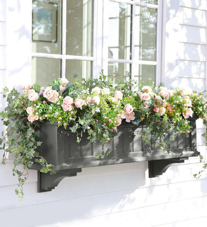 Plow & Hearth Deck Planters Outdoor Living Lexington Self-Watering Window Boxes With Hanging Brackets