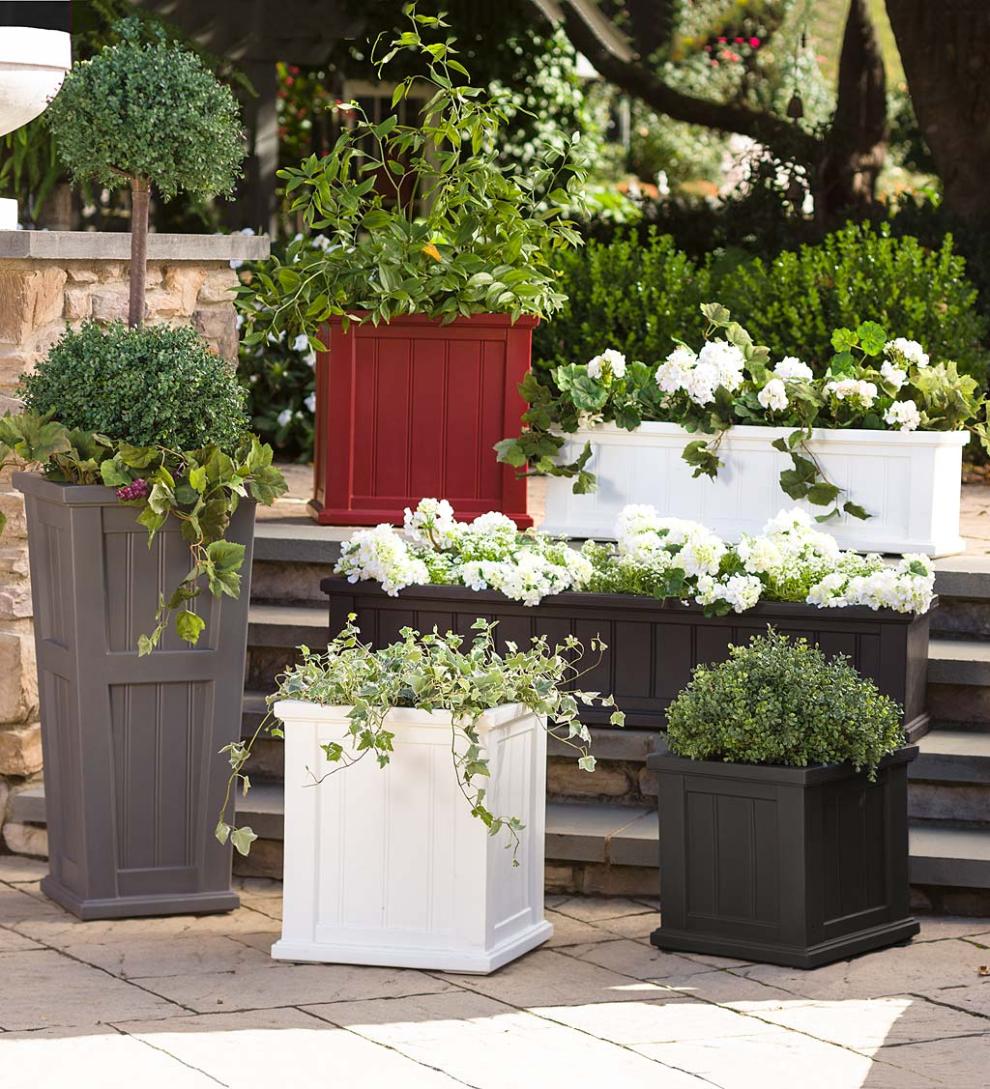 Plow & Hearth Deck Planters Outdoor Living Lexington Self-Watering Window Boxes With Hanging Brackets
