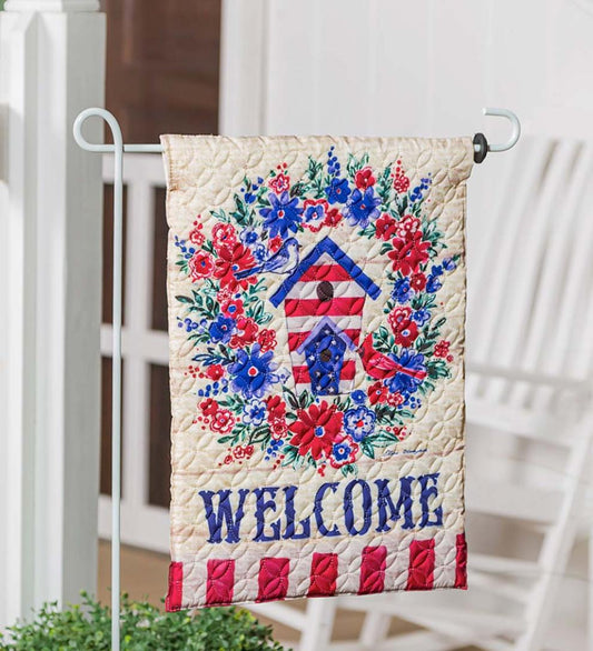 Plow & Hearth Decorative Garden Accents Yard & Garden Americana Birdhouse Welcome Quilted Garden Flag