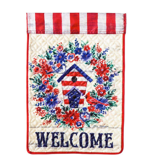 Plow & Hearth Decorative Garden Accents Yard & Garden Americana Birdhouse Welcome Quilted Garden Flag