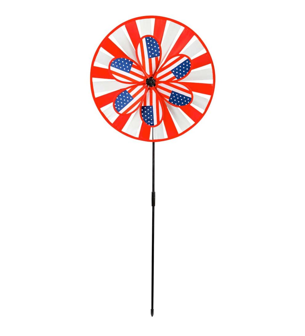 Plow & Hearth Decorative Garden Accents Yard & Garden Americana Pinwheel Spinners, Set Of 3