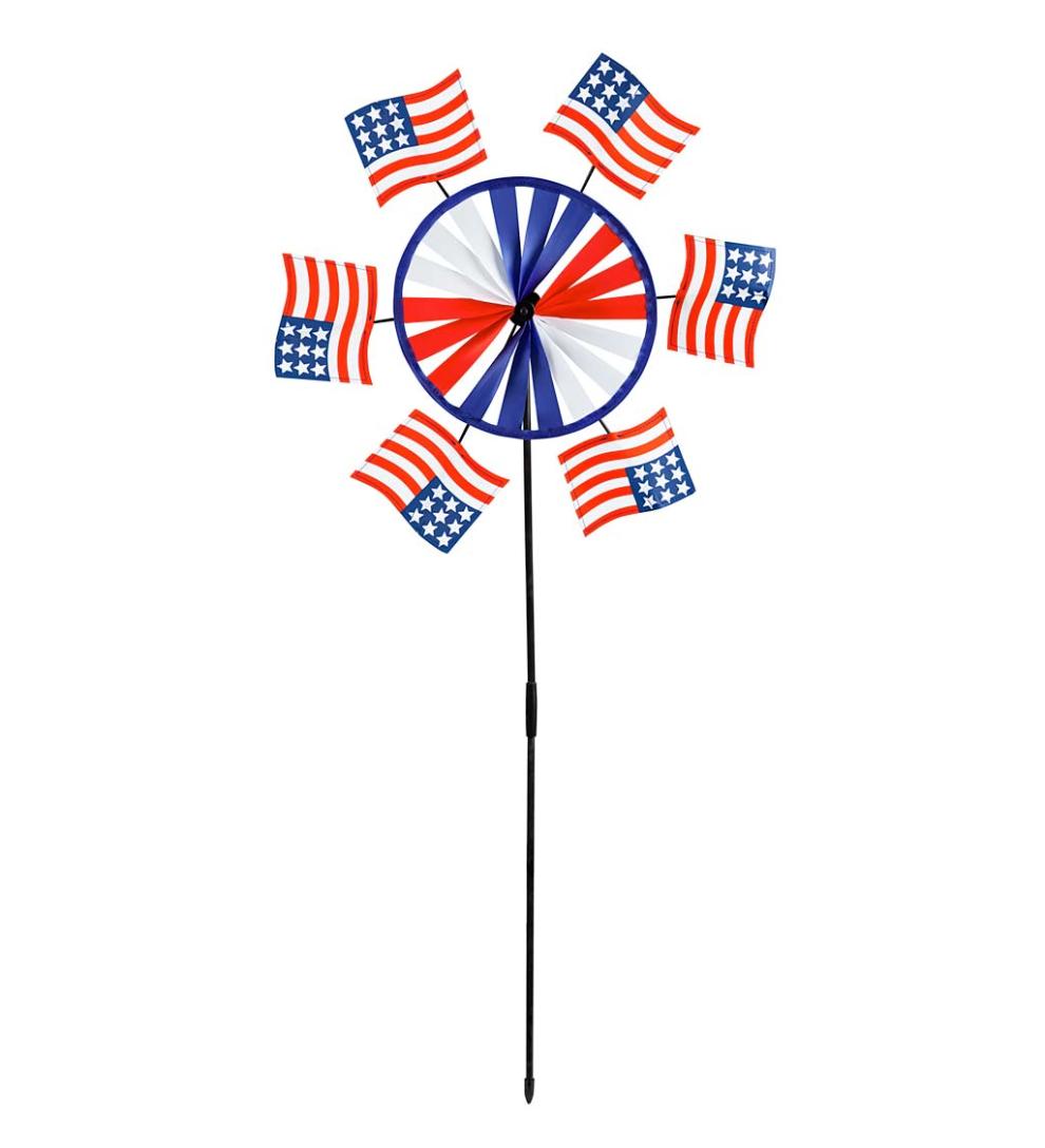 Plow & Hearth Decorative Garden Accents Yard & Garden Americana Pinwheel Spinners, Set Of 3
