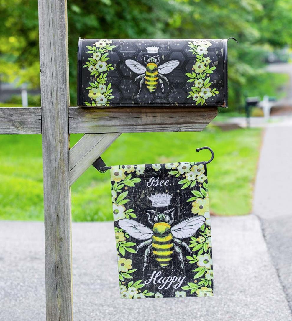 Plow & Hearth Decorative Garden Accents Yard & Garden Bee Happy Queen Bee Suede Garden Flag