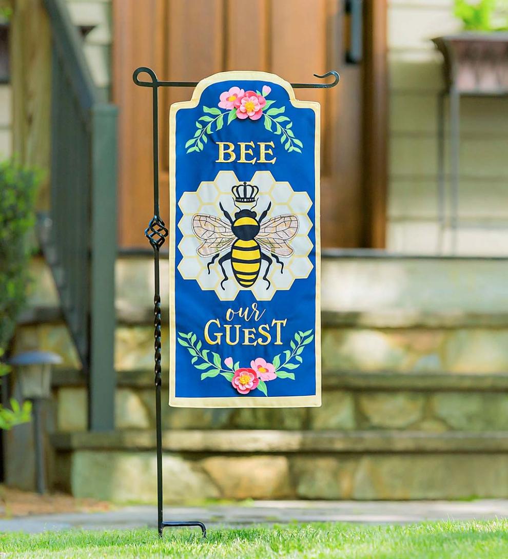 Plow & Hearth Decorative Garden Accents Yard & Garden Bee Our Guest Applique Garden Flag
