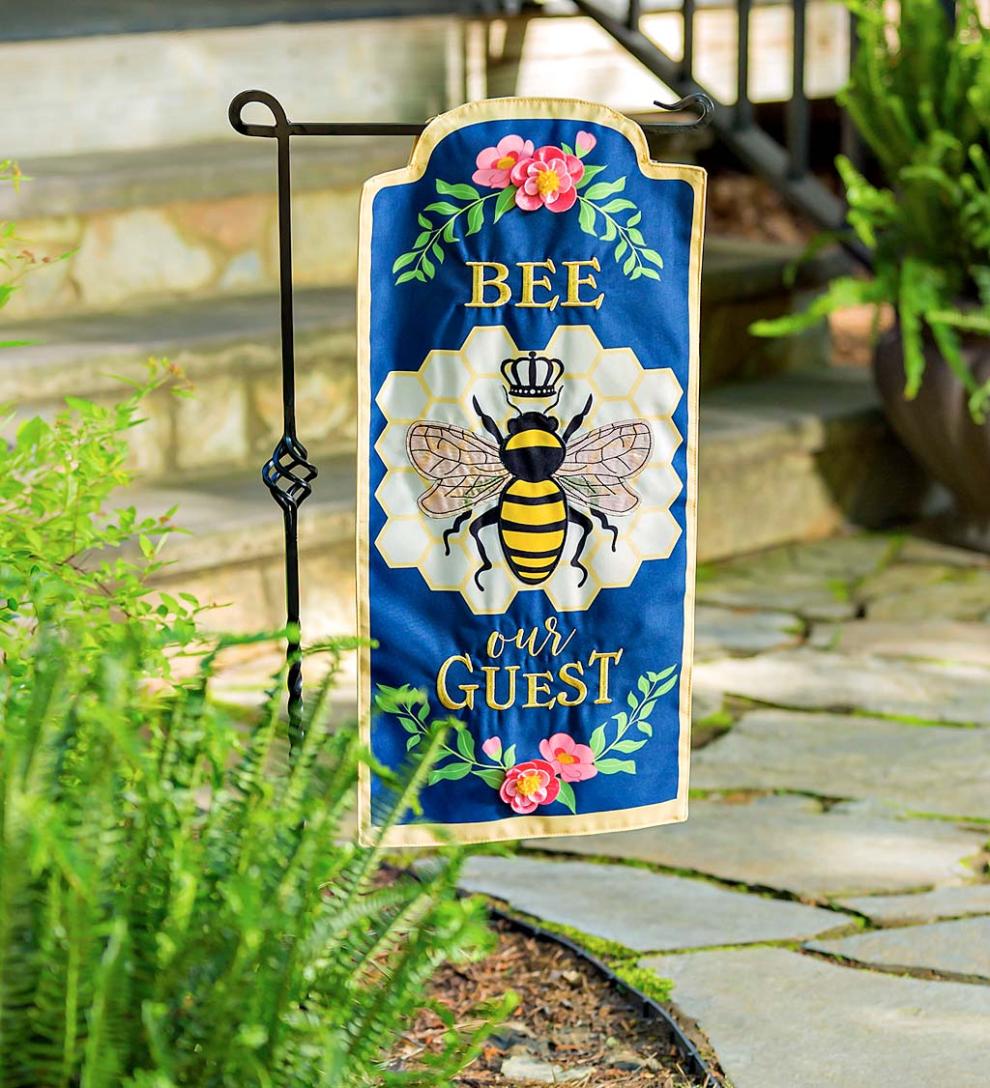 Plow & Hearth Decorative Garden Accents Yard & Garden Bee Our Guest Applique Garden Flag
