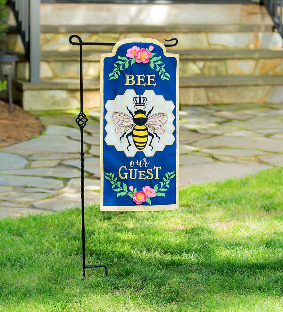 Plow & Hearth Decorative Garden Accents Yard & Garden Bee Our Guest Applique Garden Flag