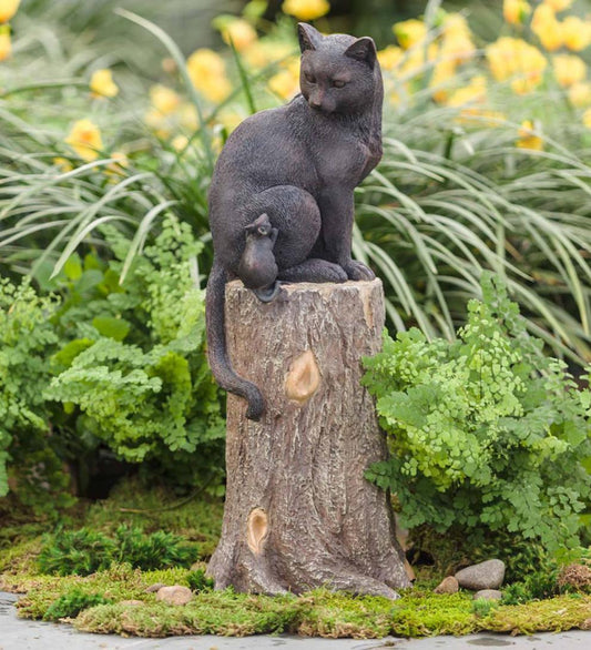 Plow & Hearth Decorative Garden Accents Yard & Garden Cat And Mouse On Stump Lawn Ornament