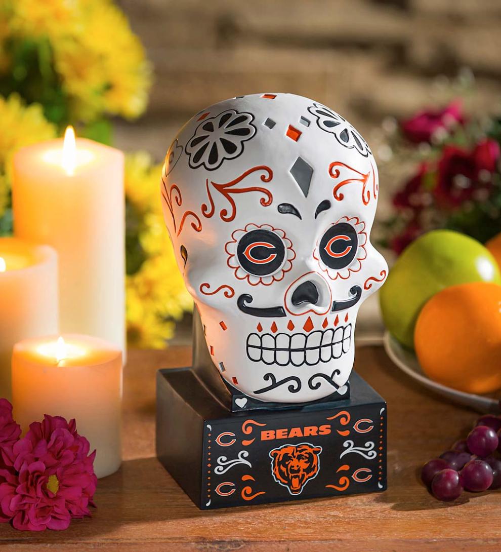Plow & Hearth Decorative Garden Accents Yard & Garden Chicago Bears Sugar Skull Statue