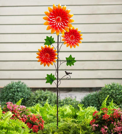 Plow & Hearth Decorative Garden Accents Yard & Garden Chrysanthemum Garden Metal Stake