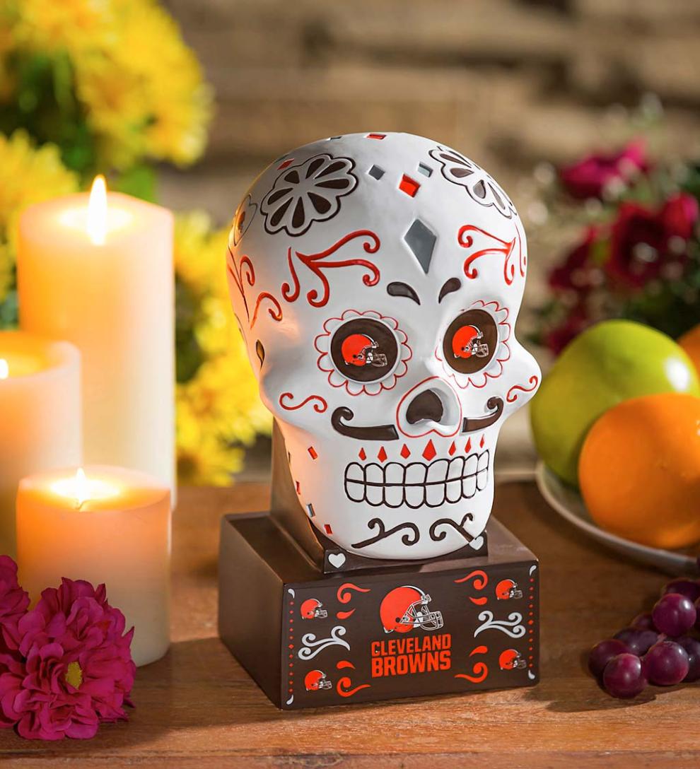 Plow & Hearth Decorative Garden Accents Yard & Garden Cleveland Browns Sugar Skull Statue
