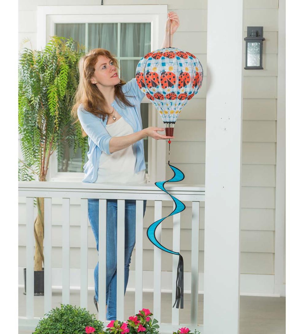 Plow & Hearth Decorative Garden Accents Yard & Garden Collapsible Balloon Wind Spinner With Spiral Tail - Bee