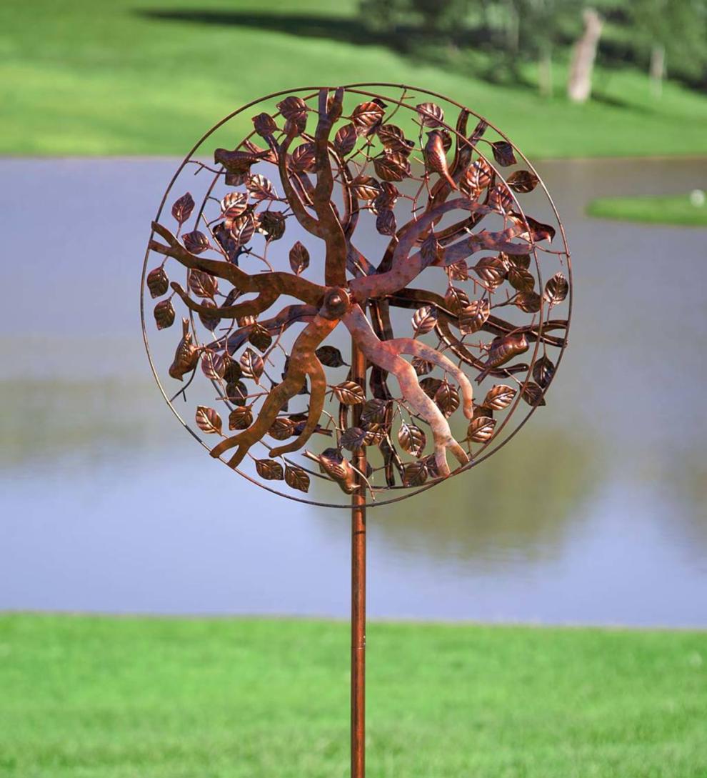 Plow & Hearth Decorative Garden Accents Yard & Garden Copper Tree Of Life Wind Spinner