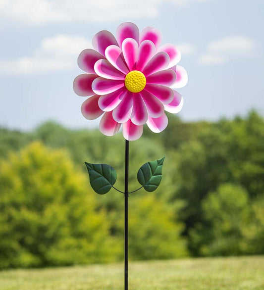 Plow & Hearth Decorative Garden Accents Yard & Garden Dahlia Flower Wind Spinner - Pink