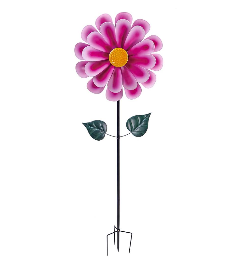Plow & Hearth Decorative Garden Accents Yard & Garden Dahlia Flower Wind Spinner - Pink