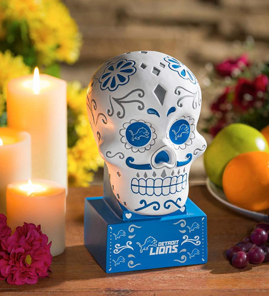 Plow & Hearth Decorative Garden Accents Yard & Garden Detroit Lions Sugar Skull Statue