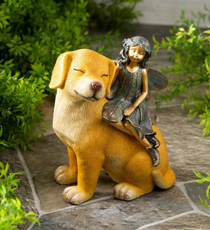 Plow & Hearth Decorative Garden Accents Yard & Garden Fairy And Dog Garden Statue
