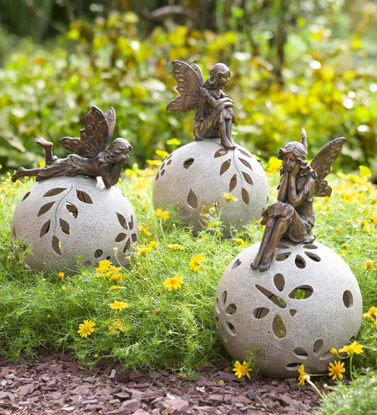 Plow & Hearth Decorative Garden Accents Yard & Garden Fairy Solar Globe Garden Light - Daydreaming