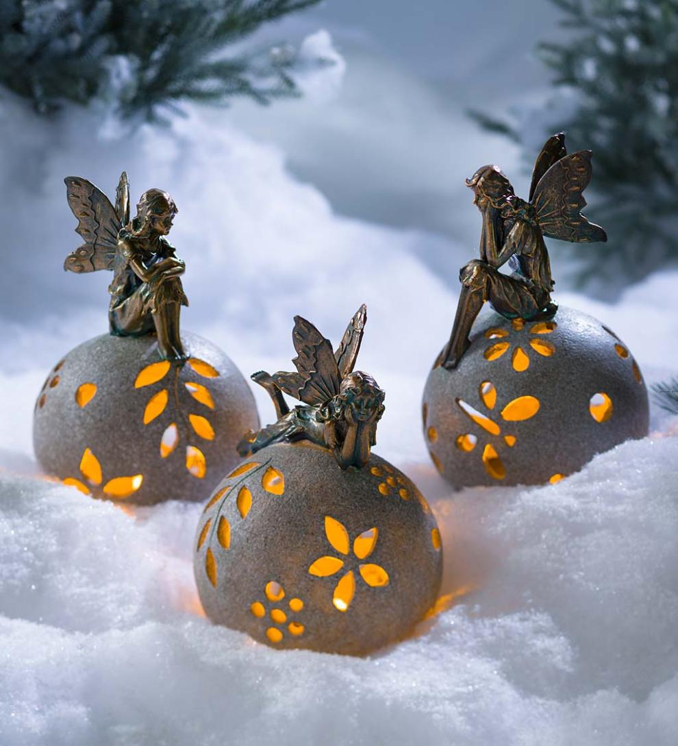 Plow & Hearth Decorative Garden Accents Yard & Garden Fairy Solar Globe Garden Light - Daydreaming