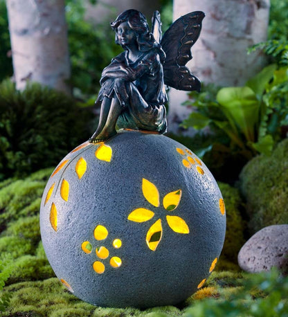 Plow & Hearth Decorative Garden Accents Yard & Garden Fairy Solar Globe Garden Light - Daydreaming