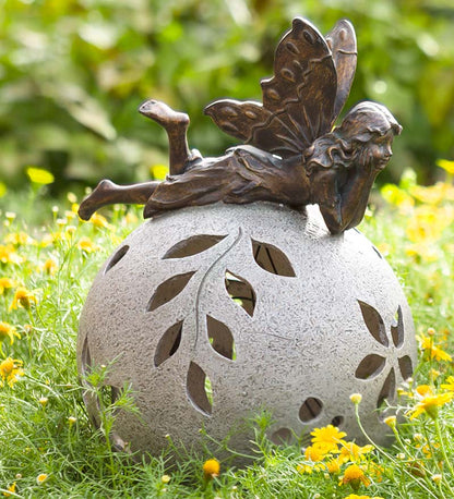 Plow & Hearth Decorative Garden Accents Yard & Garden Fairy Solar Globe Garden Light - Daydreaming