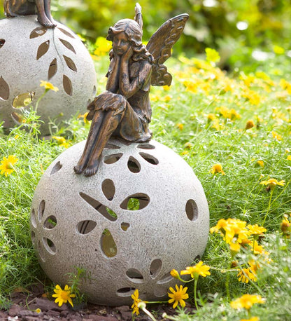 Plow & Hearth Decorative Garden Accents Yard & Garden Fairy Solar Globe Garden Light - Daydreaming