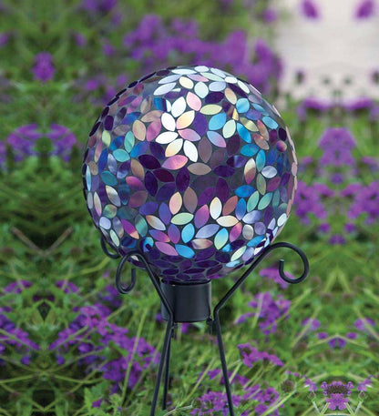 Plow & Hearth Decorative Garden Accents Yard & Garden Flower Petal Mosaic Gazing Ball