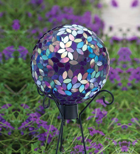 Plow & Hearth Decorative Garden Accents Yard & Garden Flower Petal Mosaic Gazing Ball