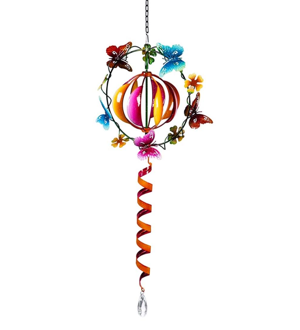 Plow & Hearth Decorative Garden Accents Yard & Garden Flowers And Butterflies Hanging Wind Twirler