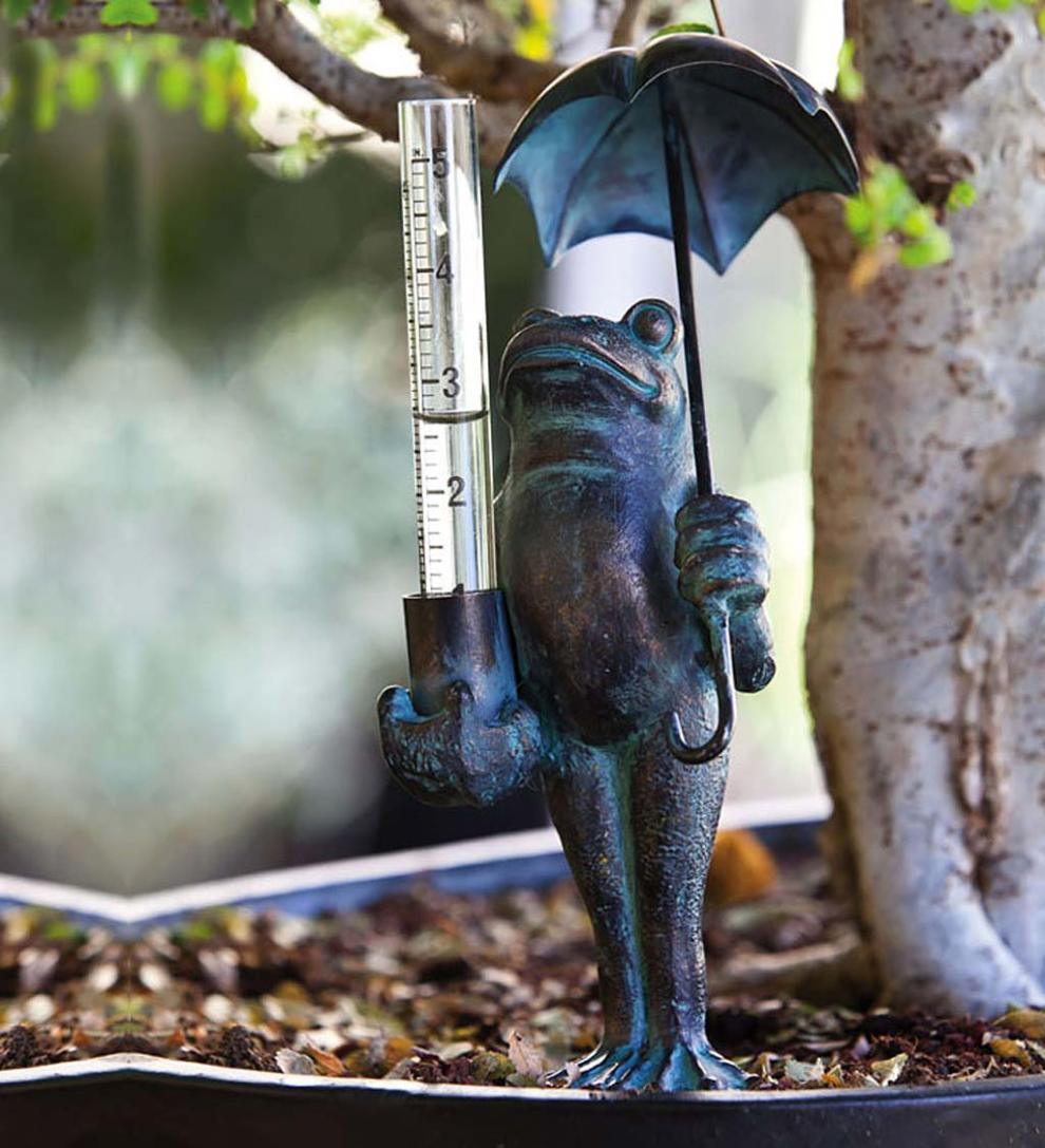 Plow & Hearth Decorative Garden Accents Yard & Garden Frog Decorative Rain Gauge