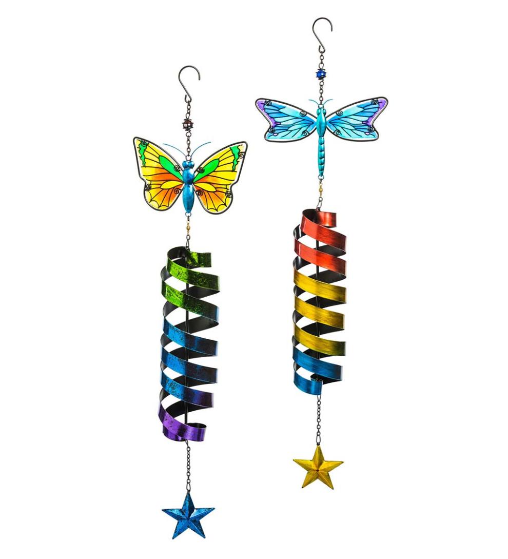 Plow & Hearth Decorative Garden Accents Yard & Garden Garden Friends Butterfly And Dragonfly Wind Twirlers, Set Of 2