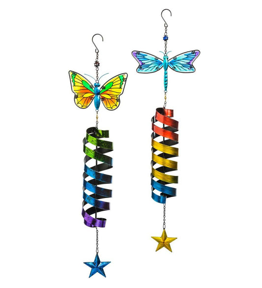 Plow & Hearth Decorative Garden Accents Yard & Garden Garden Friends Butterfly And Dragonfly Wind Twirlers, Set Of 2