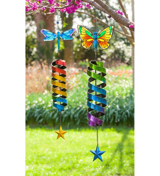 Plow & Hearth Decorative Garden Accents Yard & Garden Garden Friends Butterfly And Dragonfly Wind Twirlers, Set Of 2