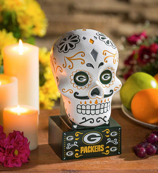 Plow & Hearth Decorative Garden Accents Yard & Garden Green Bay Packers Sugar Skull Statue