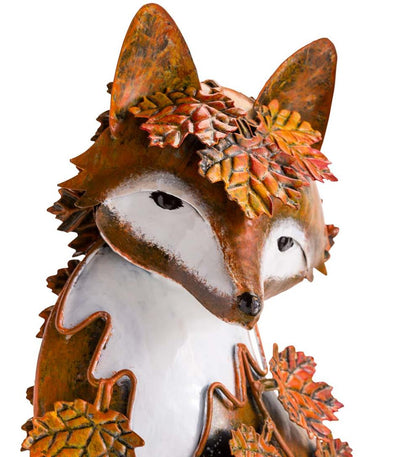 Plow & Hearth Decorative Garden Accents Yard & Garden Handmade Metal Fall Leaves Fox Garden Statue