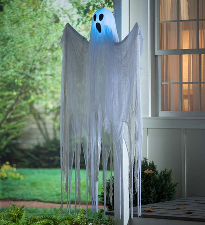 Plow & Hearth Decorative Garden Accents Yard & Garden Hanging Ghost With Color-Changing Lights