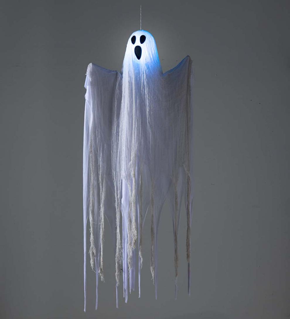 Plow & Hearth Decorative Garden Accents Yard & Garden Hanging Ghost With Color-Changing Lights